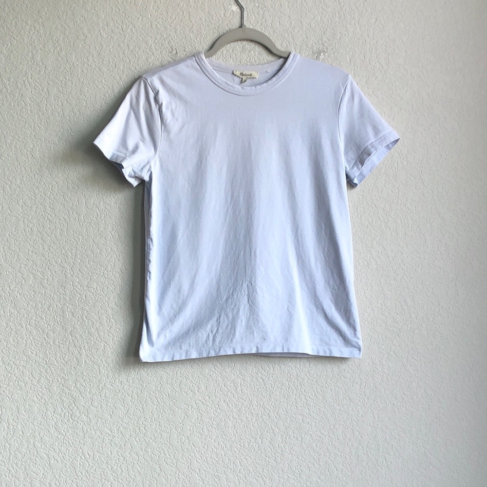 Madewell Perfect Crewneck Tee Powder Light Blue CS 100% Cotton